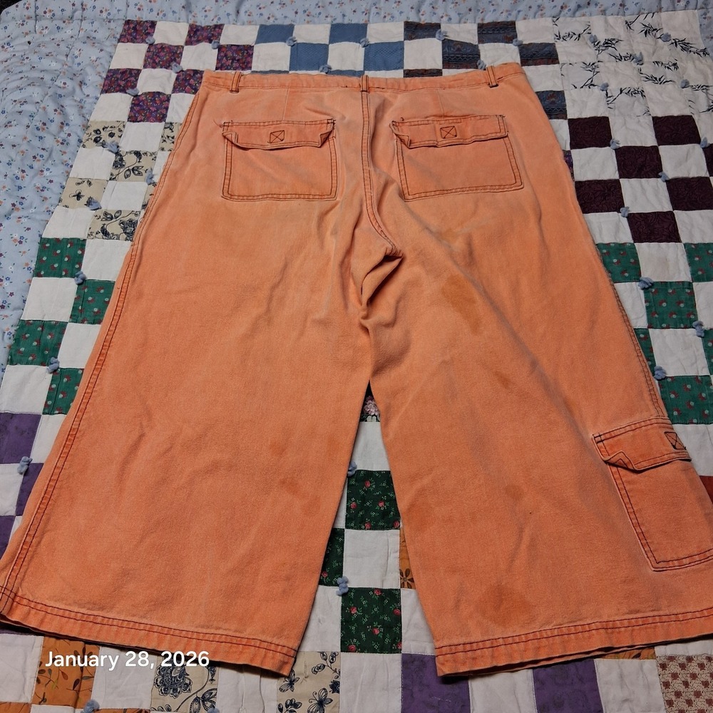 Vintage Girlfriends Extra Long Cargo Shorts Peach Orange Size 15 Y2K Streetwear - Picture 4 of 13